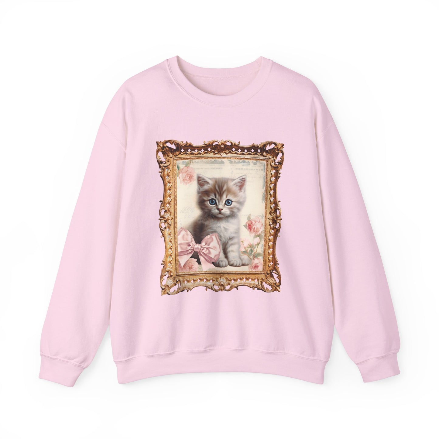 Coquette Kitten In Gilden Victorian Frame Crewneck Sweatshirt