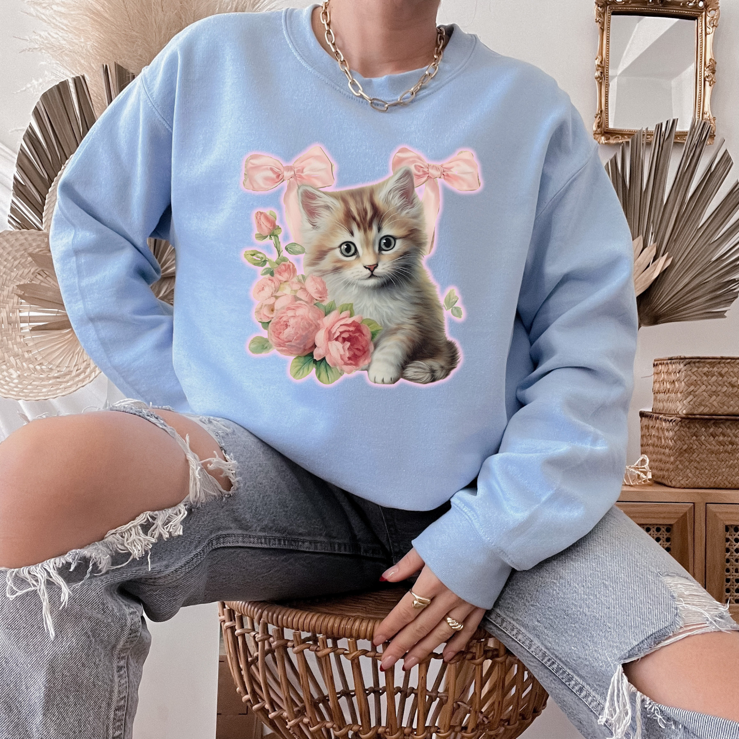 Coquette Kitten Crewneck Sweatshirt